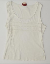 MARLBORO CLASSICS Womens Vest Top UK 14 Large White Cotton BT06