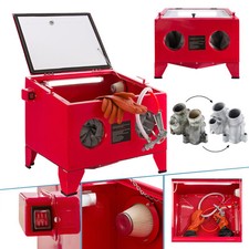 AREBOS Cabine de sablage Sableuse Installation de grenaillage au sable 90L Rouge