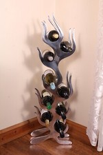 9 Vin Bouteille Boissons Rack Debout Sol Ou Table Haut Aluminium Poli