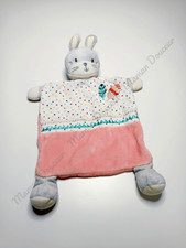 Doudou Plat Lapin Blanc Gris