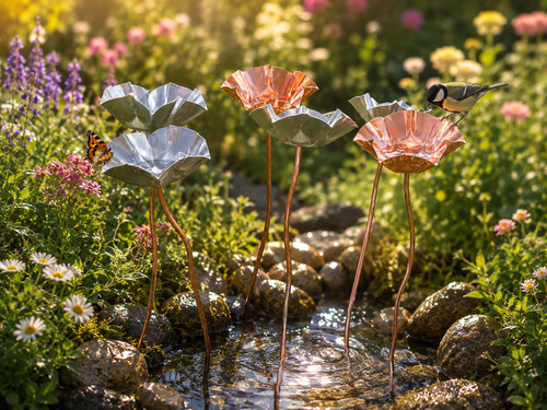 Fleur attrape pluie zinc - pluie,