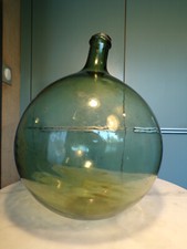 ANCIEN DAME JEANNE VERRE-soufflé  vert 15 LITRE BONBONNE