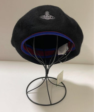 Vivienne Westwood Orb Beret Hat Black Logo Cap Size S - M Wool Outlet authentic