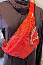 Sprayground Rouge Savvy Limited Edition  Fanny Pack Red Rhinestone Shark Mouth