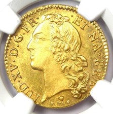 1769-COW France Gold Louis XV d'Or Coin 1 L'OR. NGC Uncirculated Detail (UNC MS)
