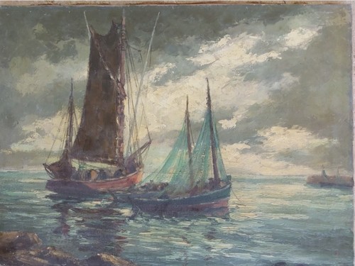 Huile sur toile signe - , pierre