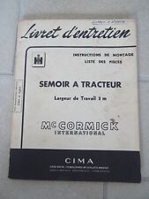 MC CORMICK TRACTOR SEEDER Tractor Workshop Maintenance Booklet