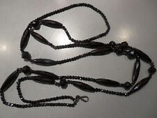 Antique French Faceted JAIS BEADS NECKLACE Total Length: 154cm