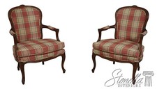 L67039: Pair Vintage French Louis XV Upholstered Bergere Chairs