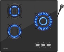 60cm verre Plaque de cuisson à gaz naturel Propane Double plaque de cuisson Noir