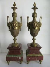  Barbedian Style Red Marble Brass Fireplace Trim 19th Century