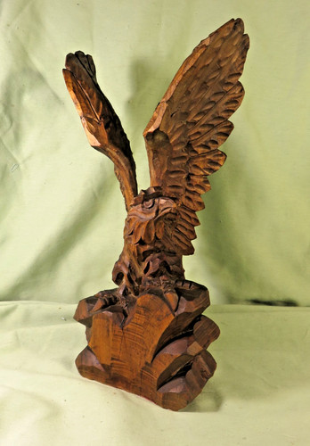 Sculpture bois massif aigle - bois,
