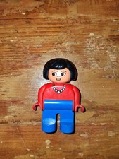 VINTAGE ANCIENNE FIGURINE LEGO DUPLO PERSONNAGE - FEMME PULL ROUGE COLLIER