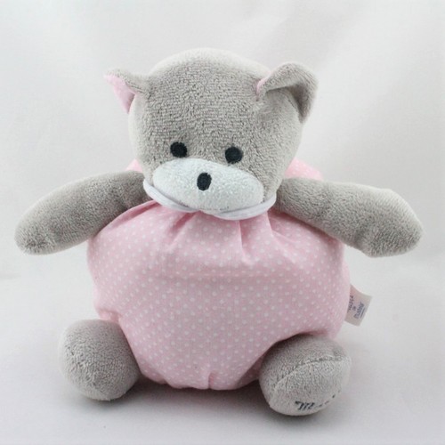 Doudou ours boule rose pois