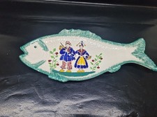 grand plat poisson faïence grandcamp les bains 45 cm décor normand peint main