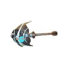 Hard Rock Cafe Ft Lauderdale Angel Fish Blue LogoGold Trim Guitar Pin