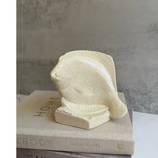 Vintage French Ceramic Fish Ashtray  Signed L. Fontinelle Crackle Glaze Art Deco