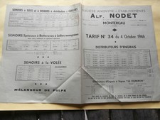 prospectus Agricole NODET MONTEREAU tarif 1946 distributeurs d'engrais, SEMOIRS.