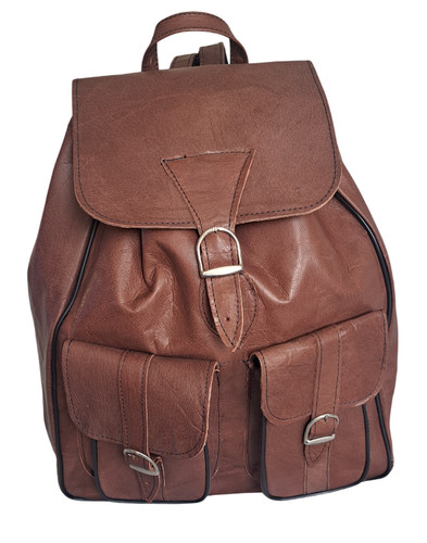 Sac dos cuir marron - cuir, 39cm