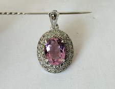 ANCIEN PENDENTIF ART DÉCO ARGENT MASSIF AMÉTHYSTE MARCASSITE 1930