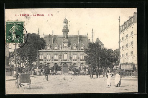 Cpa pantin mairie - pantin,, 1908