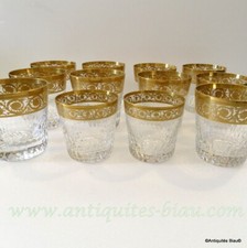 Whiskey Glass Large n1 Tumbler Old Fashion Saint Louis Crystal Thistle Gold 10cm