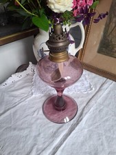 Magnifique Lampe à Pétrole,  Verre bullé amethyste  Vintage BIOT ?