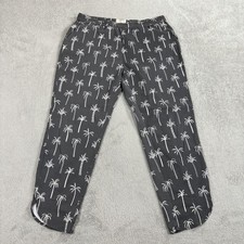 Marine Layer Pants Women Large Gray Allison Casual Pull On Ankle Crop Palm Trees