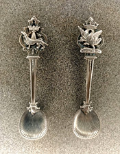 Antique Small Silver Metal Salt Spoons.