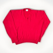 Vintage McGregor V Neck Sweater Mens 40 50s Red Orlon Acrylic USA Made Knit Pull