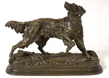 19th Century Jules Moigniez Chien Hunting Stop Spaniel Bronze Sculpture