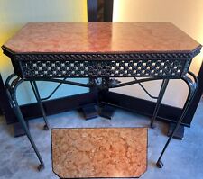 Antique 1920's Fer Forge French Wrought Iron Art Deco Console Table Marble Top