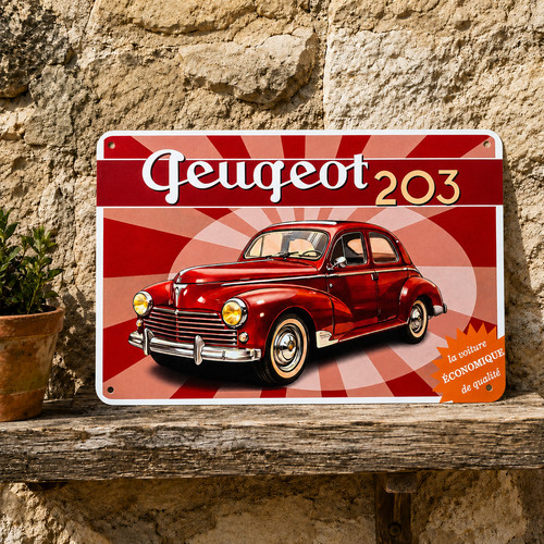 Plaque métal peugeot 203 20 - métal,