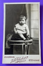 Photo CDV 1892 CHABERT St ETIENNE chubby baby sitting on a pedestal A196