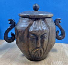 Antique Wooden Tea Pot Snuff Box Sculpt China Asia