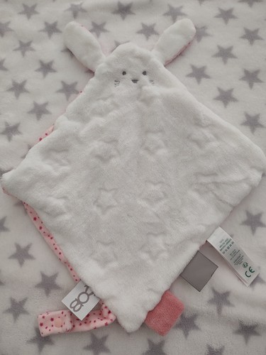 Doudou plat lapin blanc - , rose
