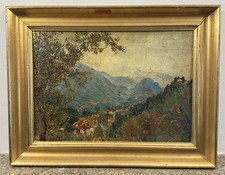 Huile sur panneau : paysage