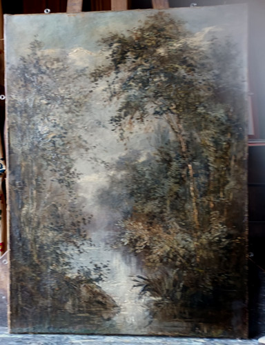 Superbe huile ancienne sur - huile,