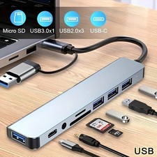 Hub USB multifonction 8 en 1 pour ordinateurs portables, tablettes et multimédia
