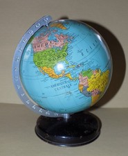 OLD SMALL TERRESTRIAL GLOBE IN CANVAS TARID CARDS FRANCE