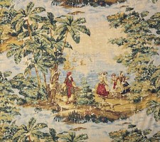 COVINGTON BOSPORUS 128 BILLARD GREEN RENAISSANCE TOILE LINEN FABRIC BY YARD 54"W