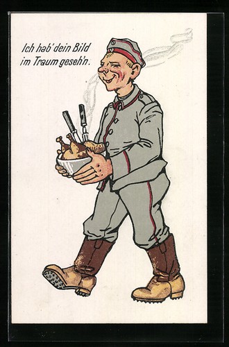 Carte postale soldat gris