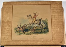 15" Antique French Print Carle Vernet Chiens en Defaut Hunting Dogs Wall Decor