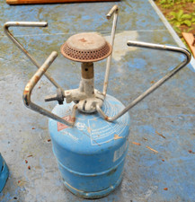 bouteille vide camping gaz consignée + réchaud ancien cuisine fonctionne