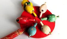 Antique Wooden Pecking Chickens Toy