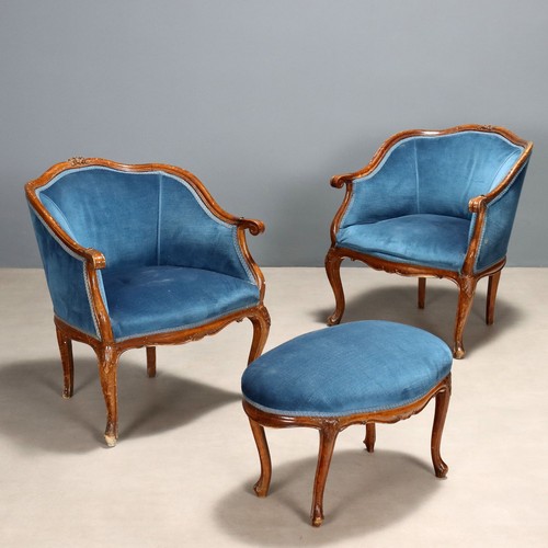 Fauteuils anciens avec pouf - avec,