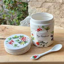 Vintage French White Porcelain Confiture Pot with Lid – French Country Jam Jar
