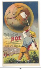 Withington & Cooley HOE TICKLING EARTH - GREAT Trade Card ca1880s Jackson MI 