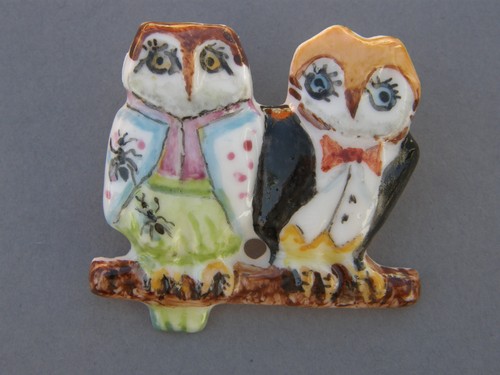 Broche porcelaine hibou - en,