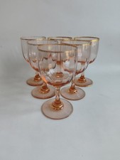 6 large colored Daum crystal glasses, gold trim, early 20th century.